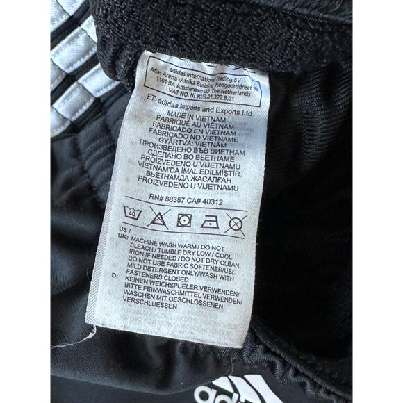 AdidasTrack Pants Size Medium/Large Slim Fit Black White Classic stripe Workout - Picture 4 of 7